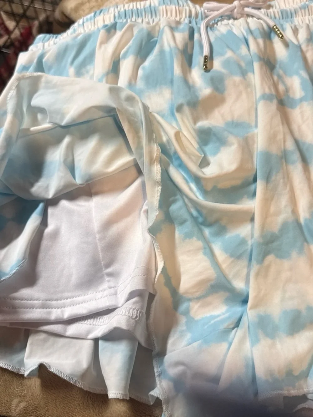 Justice Cloud-Print Lounge Shorts - Light Blue & White